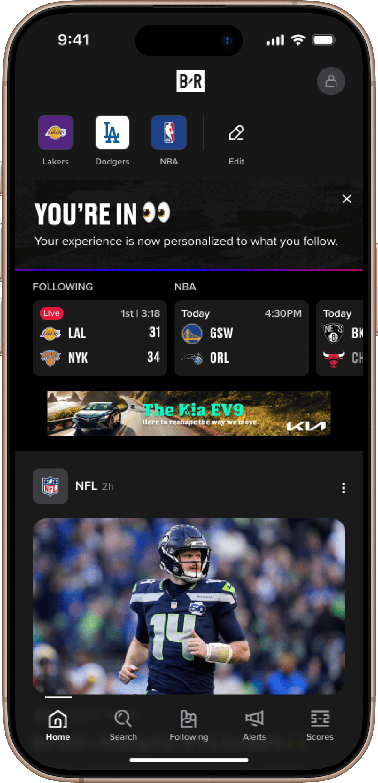 You’re in — the personalised feed at the end of the flow