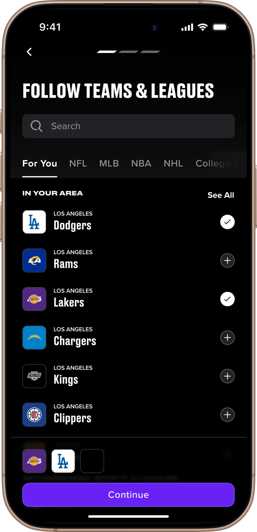 Team discovery surfacing the user’s local teams automatically